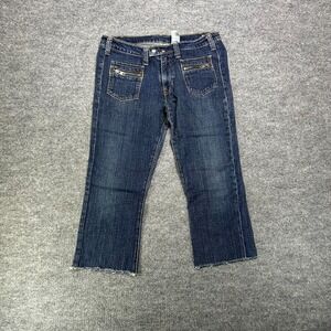 Levi's Jeans Women's Blue Denim Zip Pockets Frayed Hem Straight Fit - 34x23.5